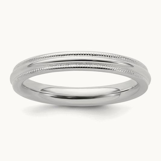 Rhodium-plated Comfort Fit Milgrain Band — photo set