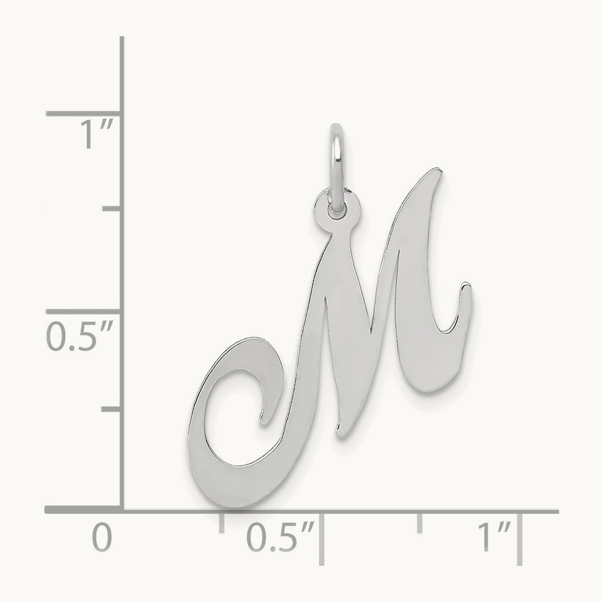 Medium Fancy Script Initial Charm — 14K White Gold, M