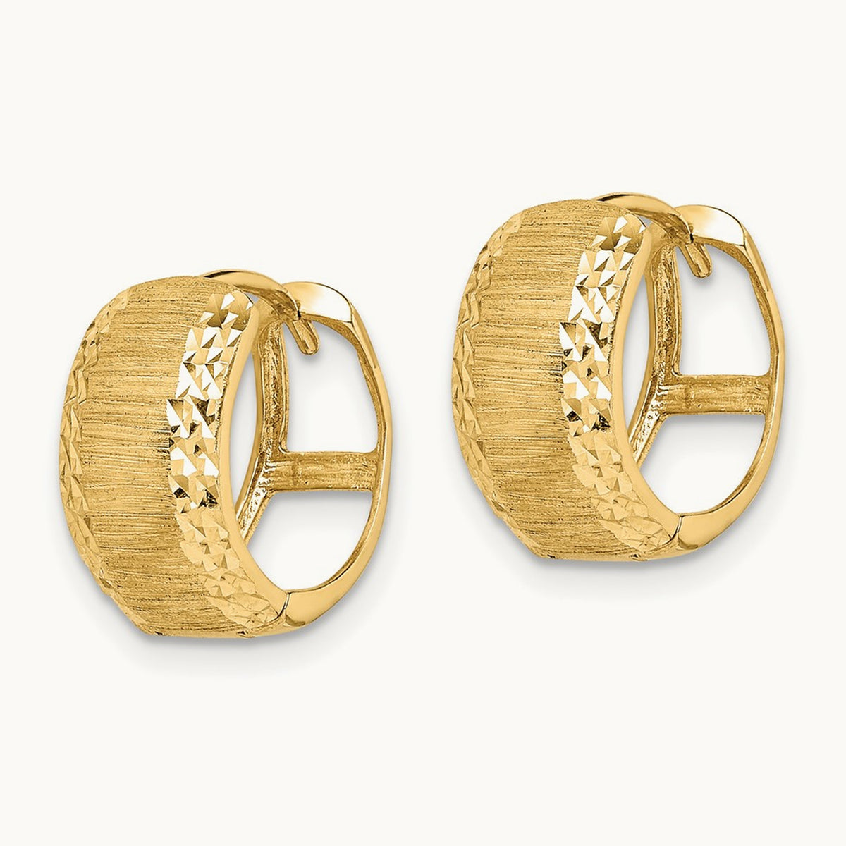 D/C and Textured Hoop Earrings, 14K