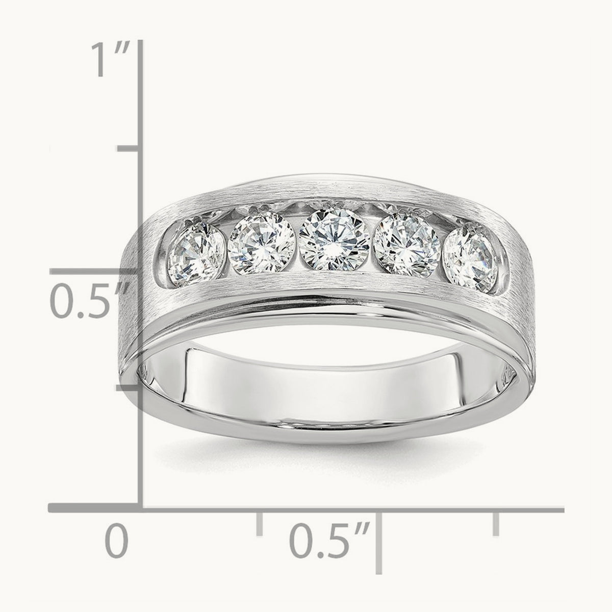 5 Stone Polished & Brushed Men's Ring Mounting