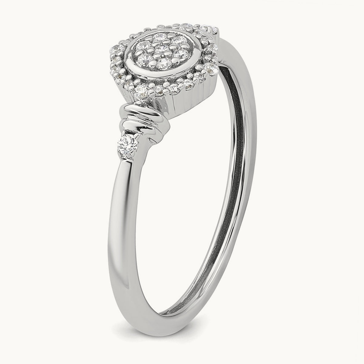 Complete Diamond Round Cluster Halo Engagement Ring, 1.4mm thick — 14K White Gold