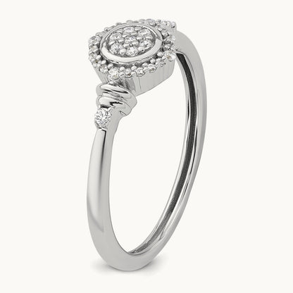 Complete Diamond Round Cluster Halo Engagement Ring, 1.4mm thick — 14K White Gold