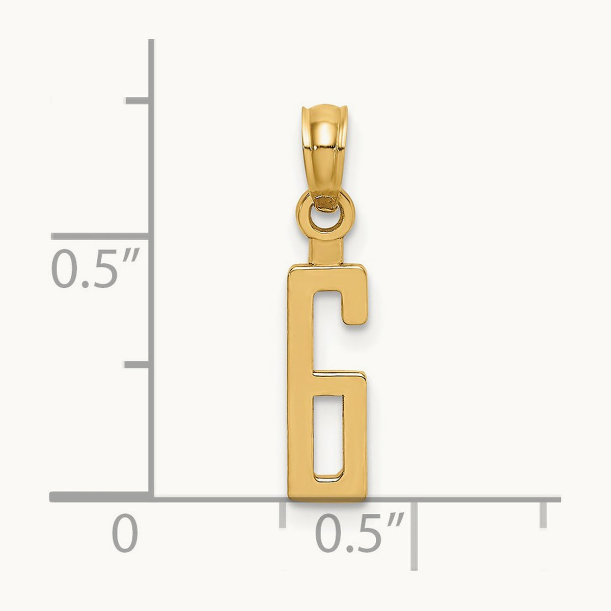 Polished Number 6 Pendant — 14K Yellow Gold