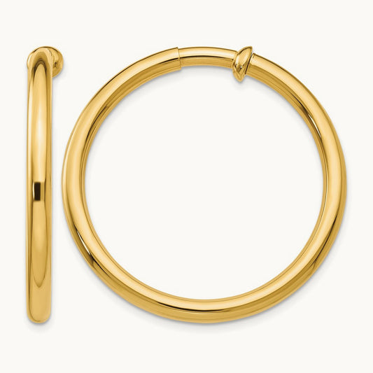 Non-Pierced Hoop Earrings, 14K