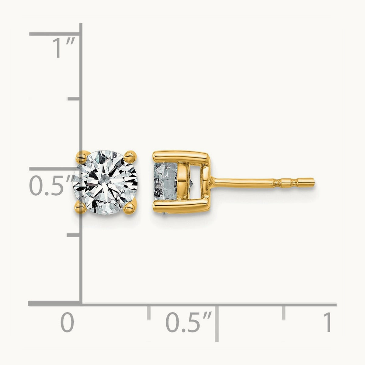 Round Lightweight Earrings, 0.25-6.00 ct tw Lab-Grown Diamond — 1 1/2 ct, 10K Yellow Gold