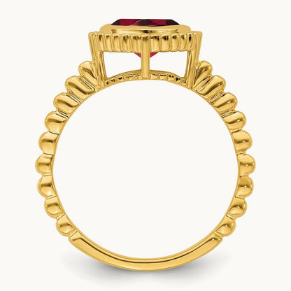 Cushion Garnet Ring, 14K