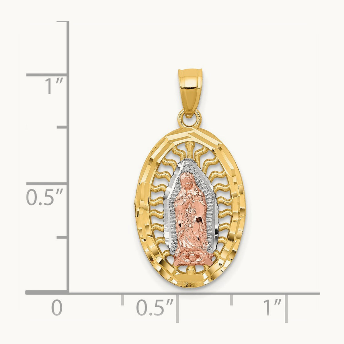 w/White Rhodium D/C Lady of Guadalupe Charm, 14K Two-tone