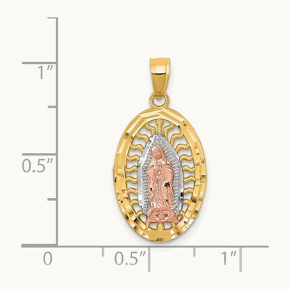 w/White Rhodium D/C Lady of Guadalupe Charm, 14K Two-tone