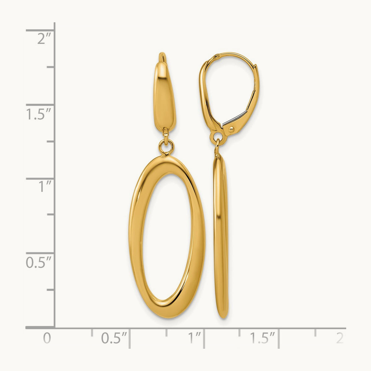 Polished Fancy Oval Leverback Earrings, 14K — Leslie's