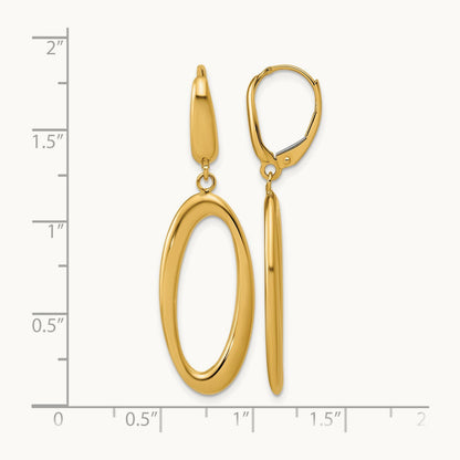 Polished Fancy Oval Leverback Earrings, 14K — Leslie's