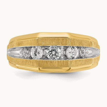 w/ White RH IBGoodman Men's Polished/Satin 5-Stone Diamond Ring, 14K