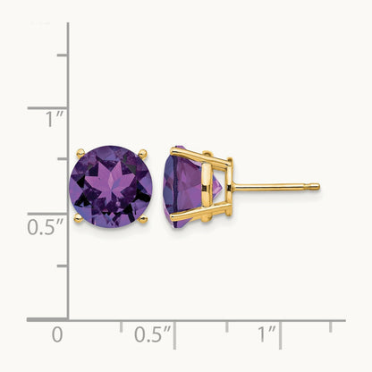 Amethyst Earrings, 10mm, 14K