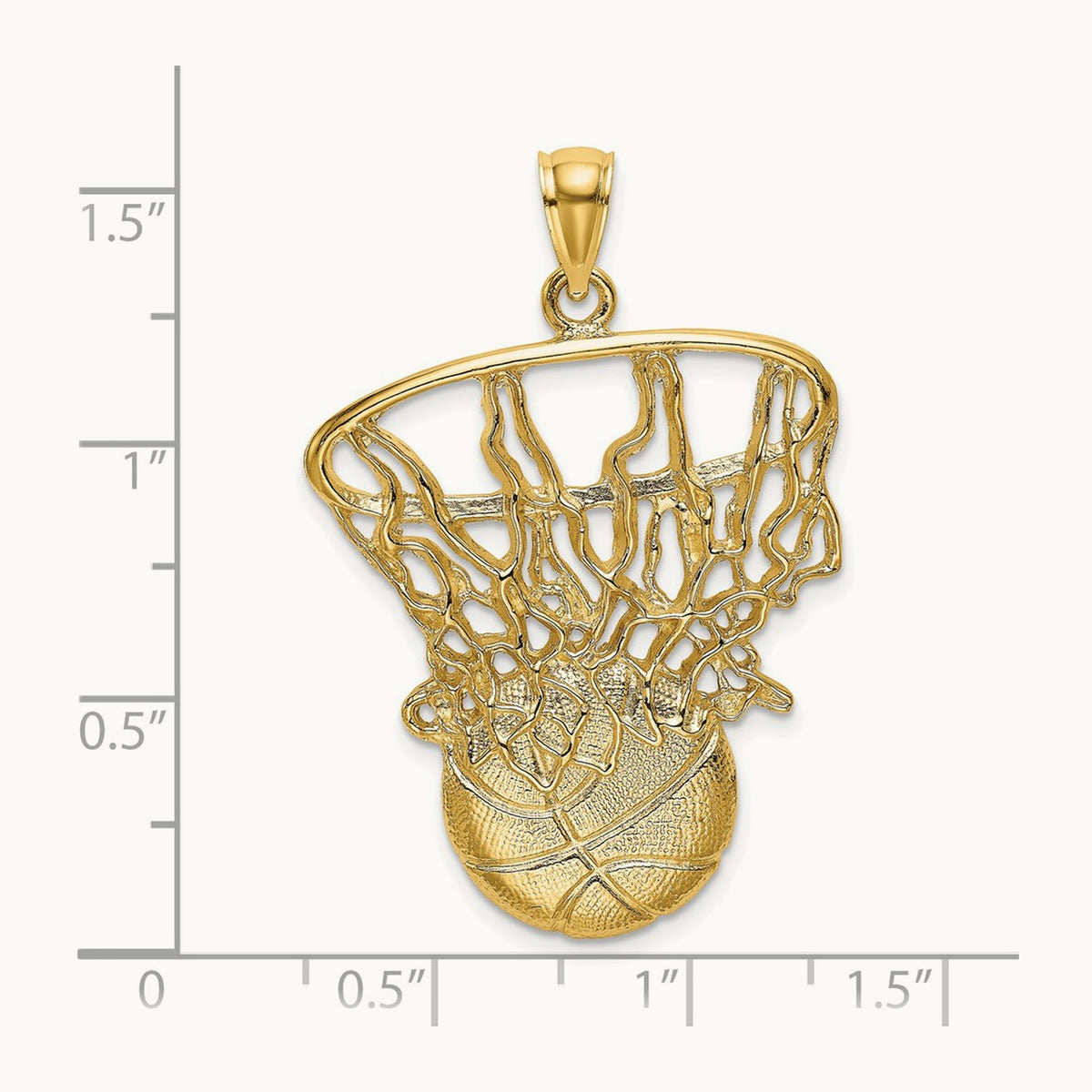 Swoosh Basketball and Net Charm, 14K
