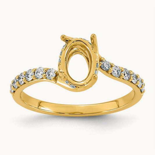 Emerald-cut Center Semi-Mount Twist Ring, 0.25 ct tw Lab-Grown Diamond