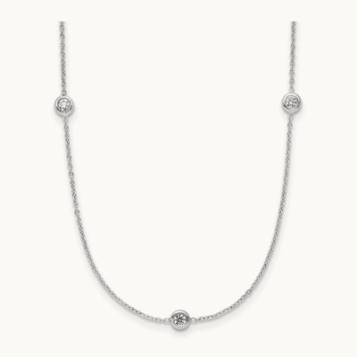 Platinum Polished Bezel Set Station Necklace, 0.25 ct tw Lab-Grown Diamond