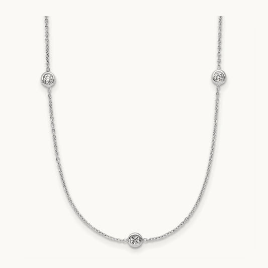 Platinum Polished Bezel Set Station Necklace, 0.25 ct tw Lab-Grown Diamond