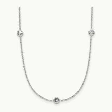Platinum Polished Bezel Set Station Necklace, 0.50 ct tw Lab-Grown Diamond