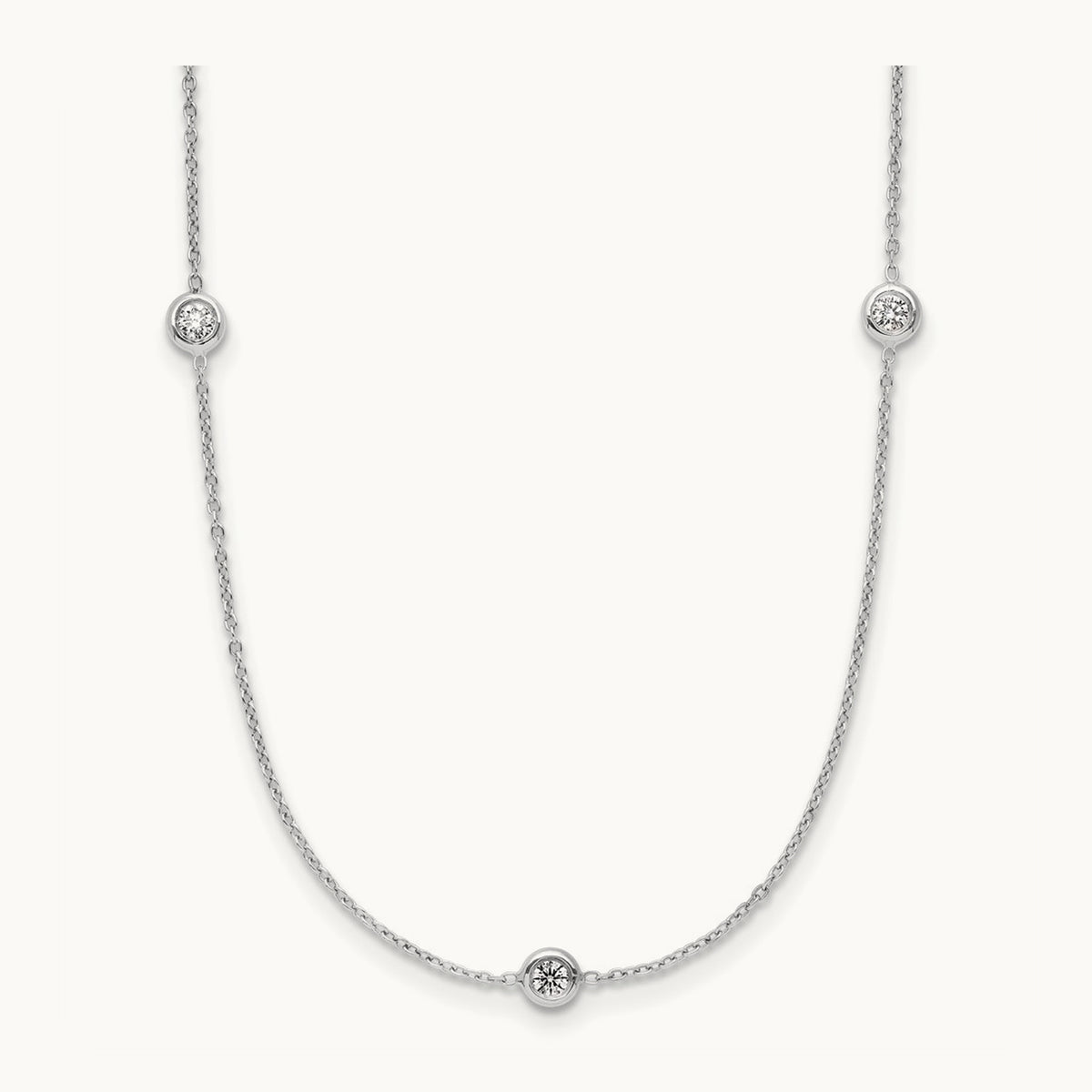 Platinum Polished Bezel Set Station Necklace, 0.25 ct tw Lab-Grown Diamond