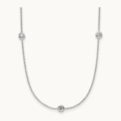 Platinum Polished Bezel Set Station Necklace, 0.25 ct tw Lab-Grown Diamond