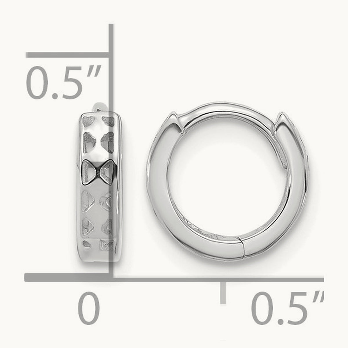 Cut-out Design Hinged Hoop Earrings, 14K White Gold