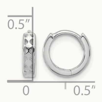 Cut-out Design Hinged Hoop Earrings, 14K White Gold