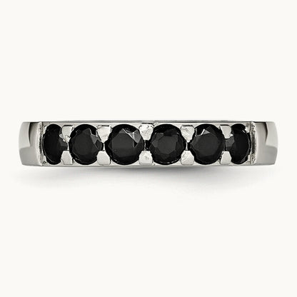 Stainless Steel Polished Black CZ 4mm Band
