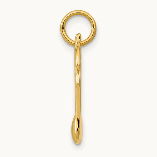 Polished Flat-Backed Musical Note Charm — 14K Yellow Gold
