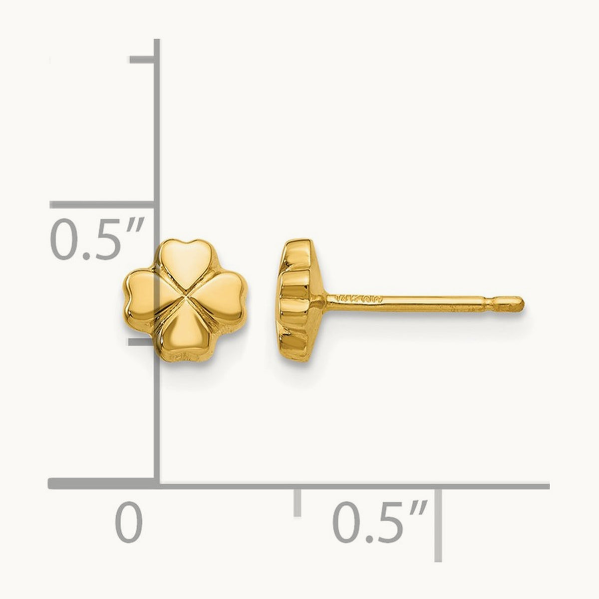 Polished 4-Leaf Clover Post Earrings, 14K