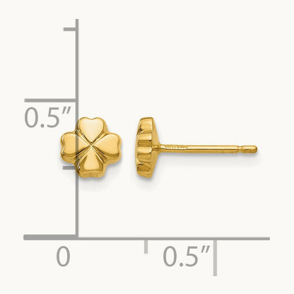 Polished 4-Leaf Clover Post Earrings, 14K