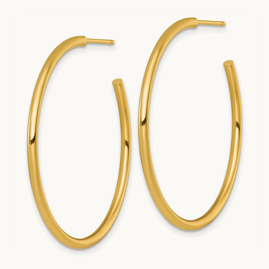 2.0 x Polished Post Hoop Earrings — 14K Yellow Gold