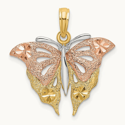And Diamond-cut Butterfly Charm — 14K Two-Tone Gold