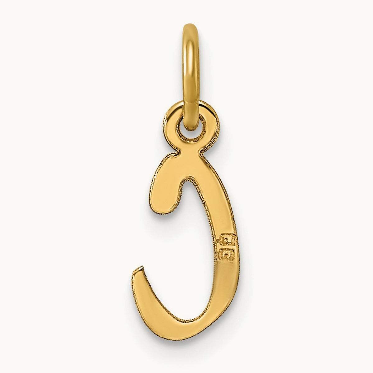 Small Slanted Block Initial Charm — 14K Yellow Gold, C