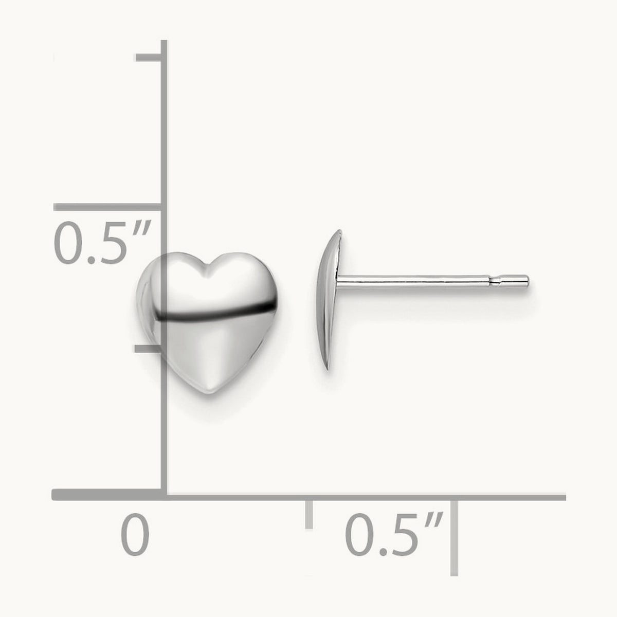 Polished Heart Post Earrings — 14K White Gold