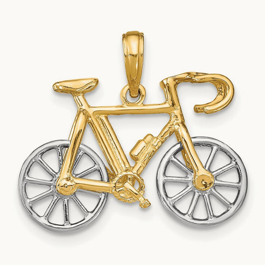 3-D Ten Speed Bicycle Charm, 14K Two-tone