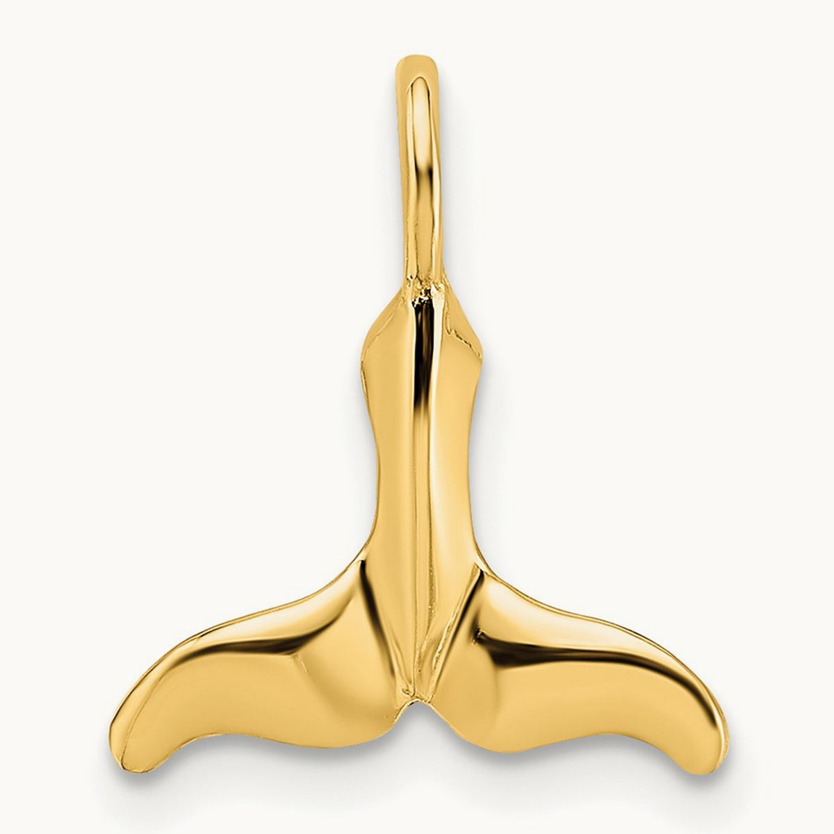 Polished Mini Whale Tail Charm — 17mm