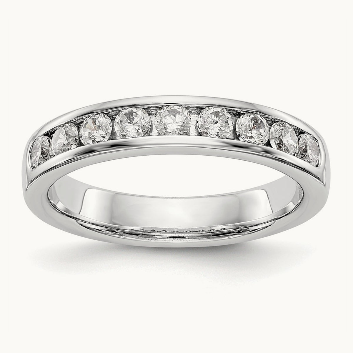 9-Stone Diamond Channel Band, 14K White Gold