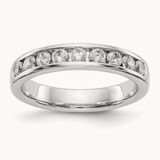 9-Stone Diamond Channel Band, 14K White Gold