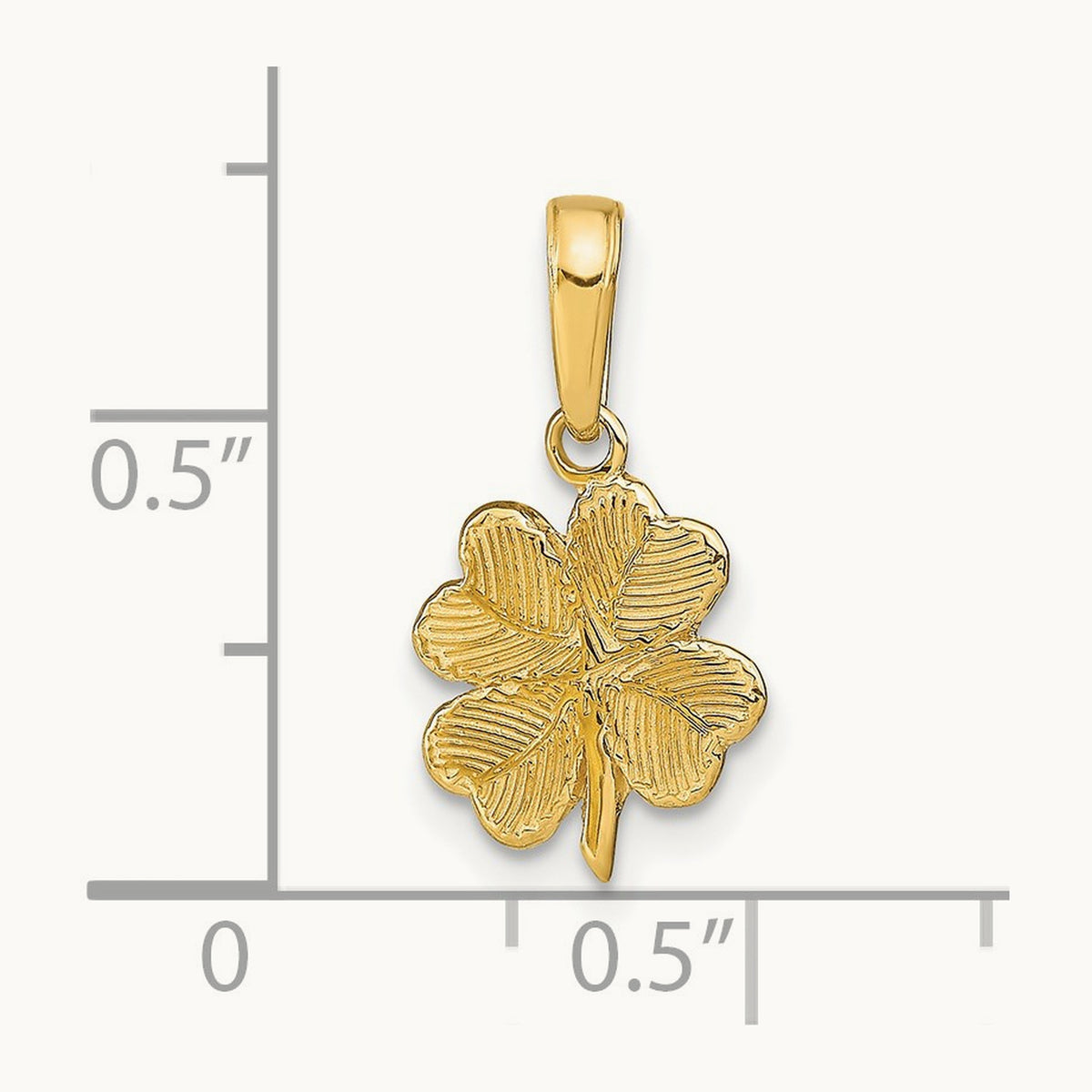 Polished and Textured 4-Leaf Clover Pendant, 14K