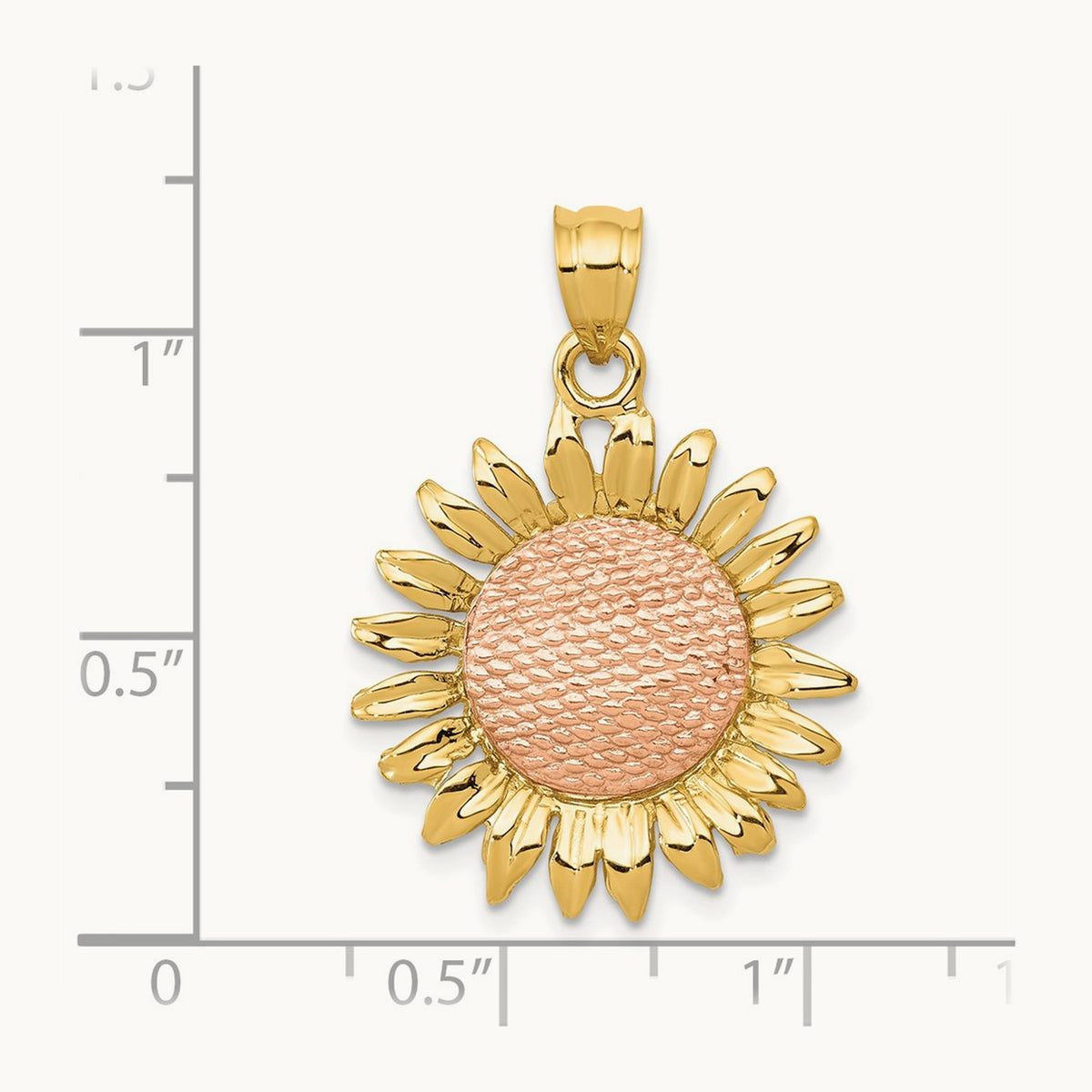 Polished Sunflower Pendant, 14K Two-tone