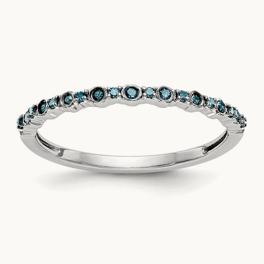 Blue Diamond Band, 14K White Gold