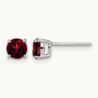 Round Garnet Earrings — 5.2mm