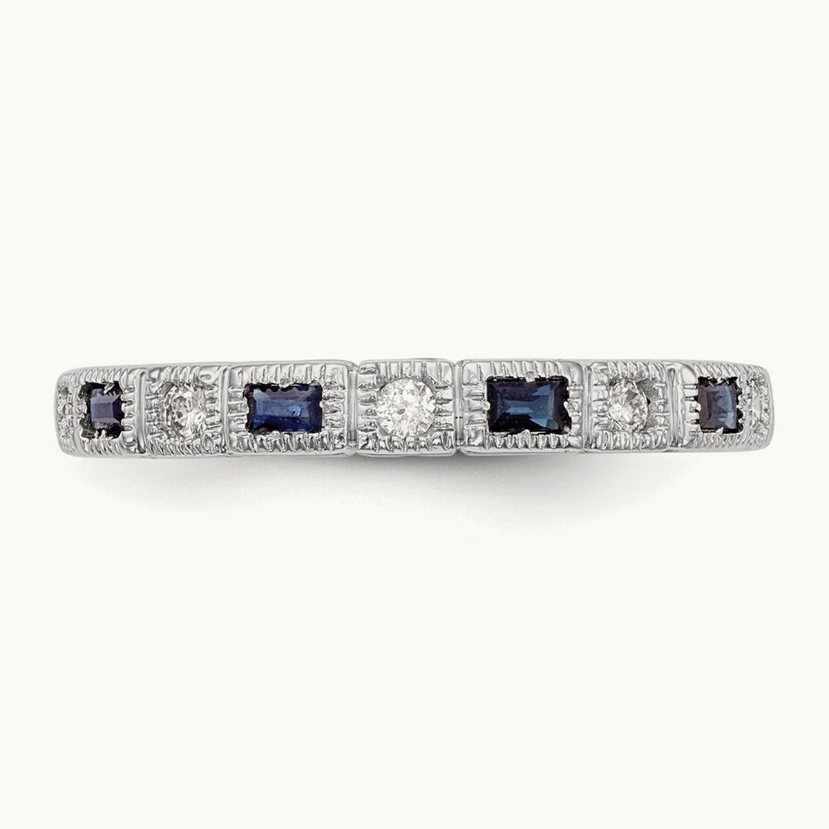 Diamond w/Sapphire Band, 14K White Gold