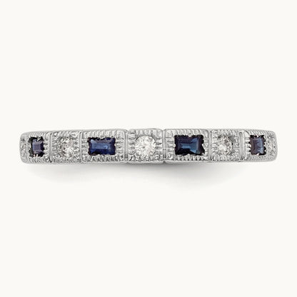 Diamond w/Sapphire Band, 14K White Gold