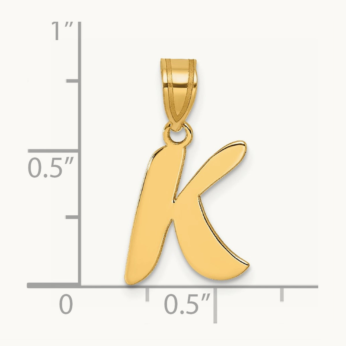 Polished Script Initial Pendant — 14K Yellow Gold, K
