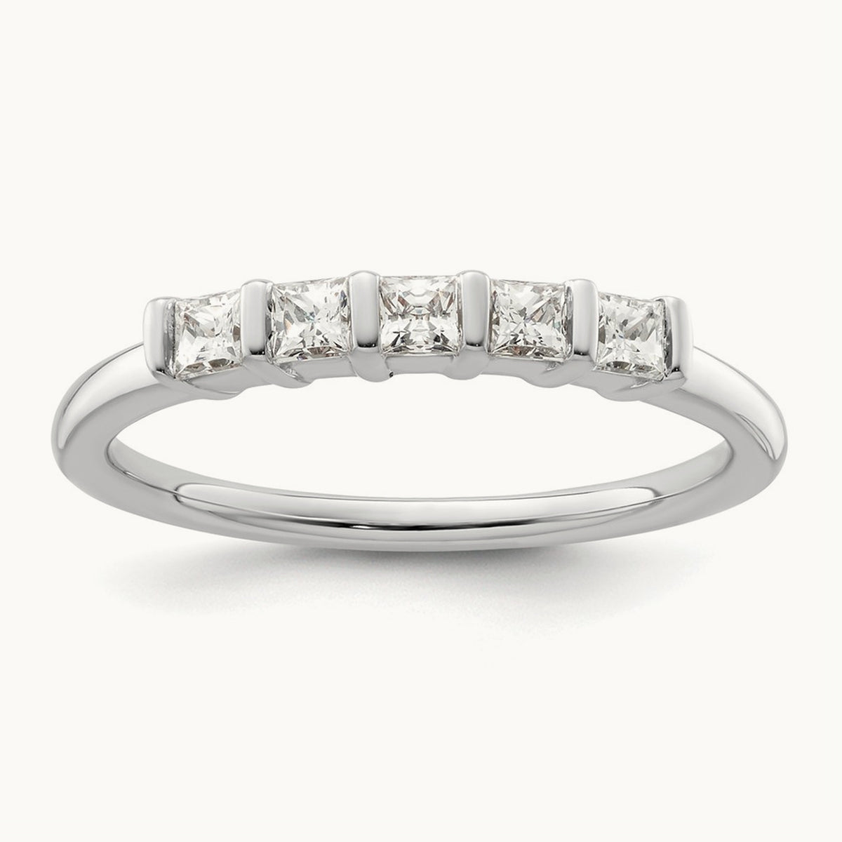 Bar-Set Princess-Cut 5-Stone Band — 1/3 ct, 7