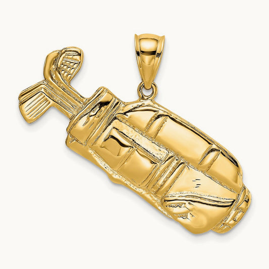 2-D and Polished Golf Bag Charm, 14K