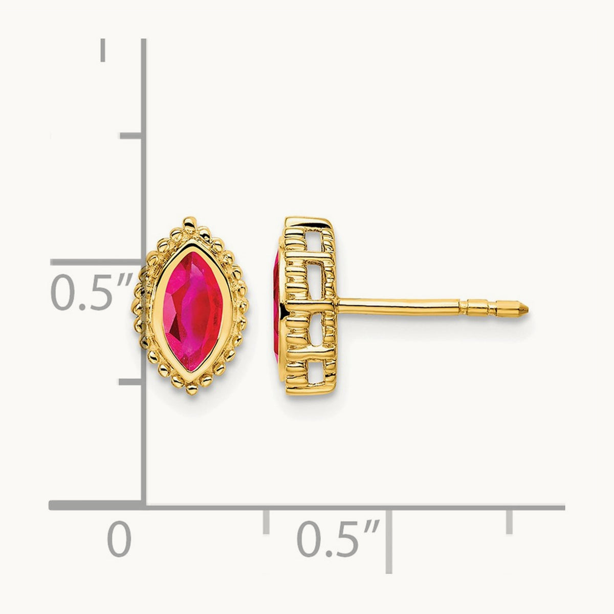Marquise Ruby Post Earrings, 14K