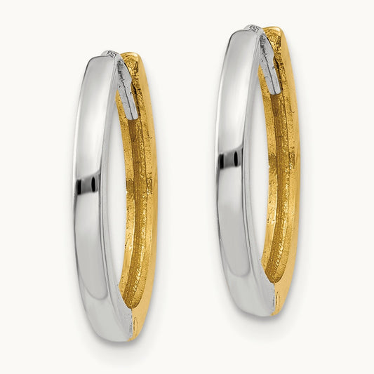 Round Hinged Hoop Earrings, 14K Two-tone