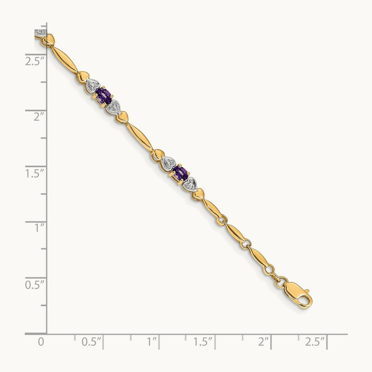 Diamond and Amethyst Bracelet — 14K Yellow Gold