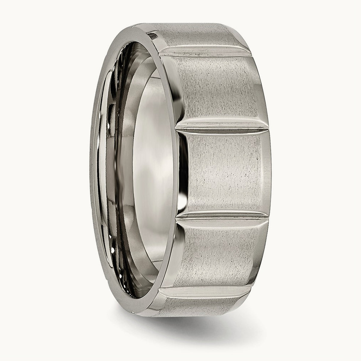 Satin and Polished Grooved Band — 8mm (2)